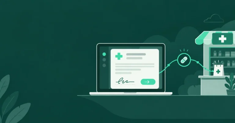 Prescriber portal where a clinician creates and electronically signs a prescription that is sent to a connected compounding pharmacy